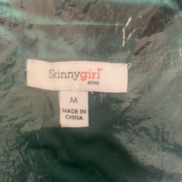 NWT SKINNYGIRL GIANA CRUSHED VELVET SQUARE NECK TOP BOTANICAL GARDEN GREEN MED. - Picture 11 of 13